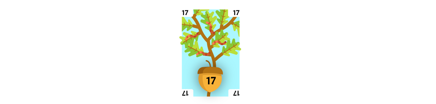 17 placed as the root card.