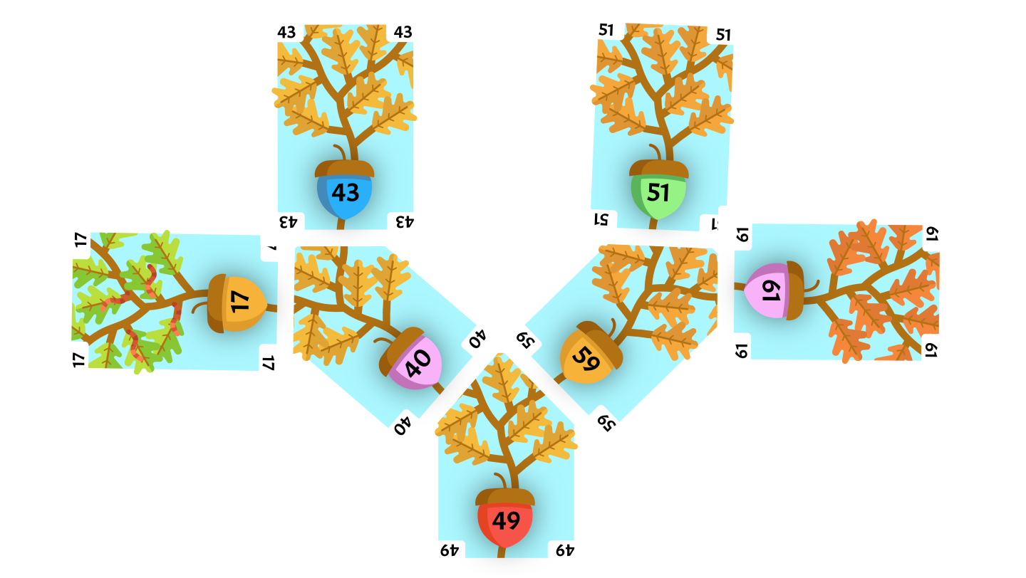 Node split with 40 as left child and 59 as right child, temporary children assigned.