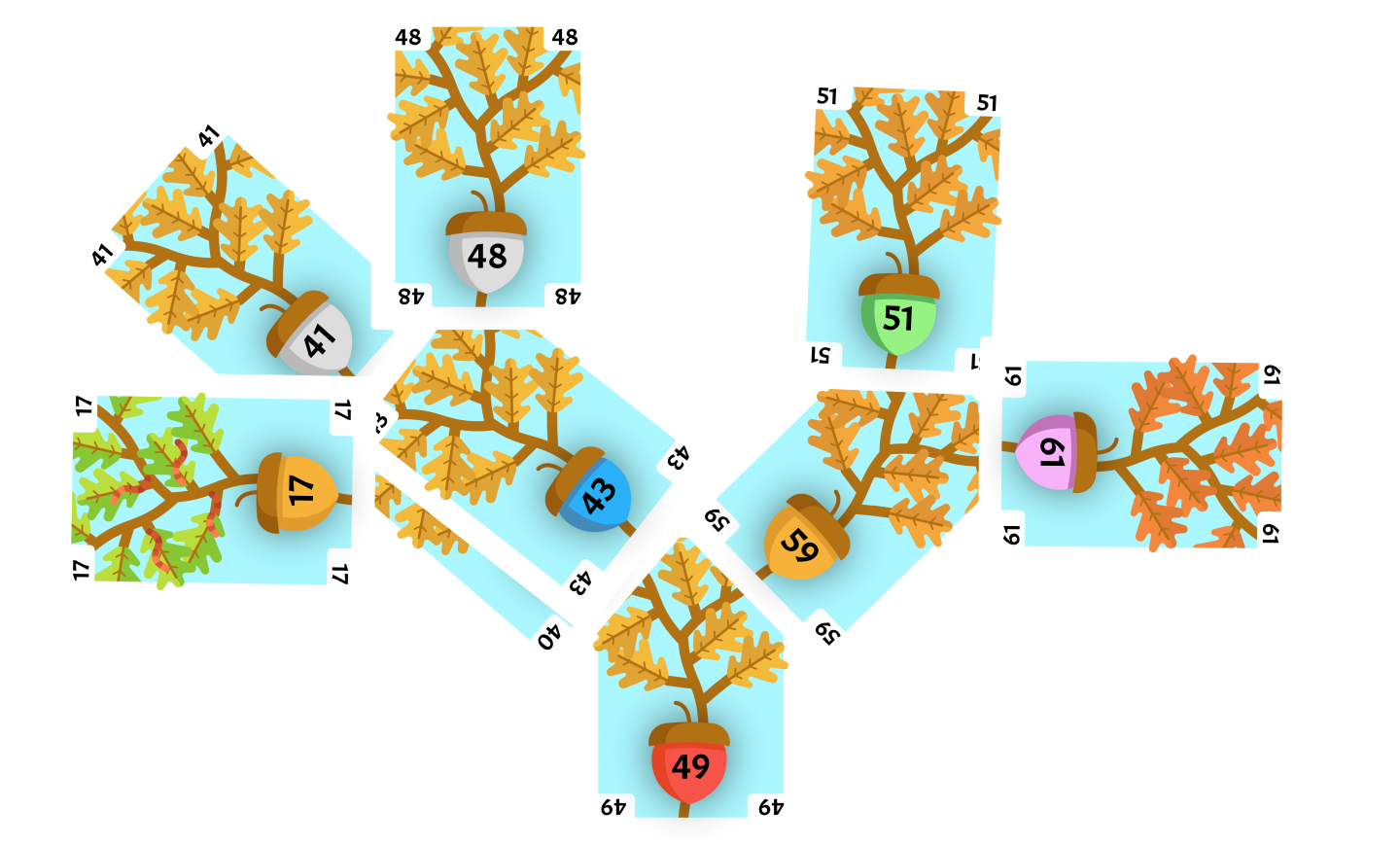 Node split with 41 as center child and 48 as left child, 43 inserted into parent node.