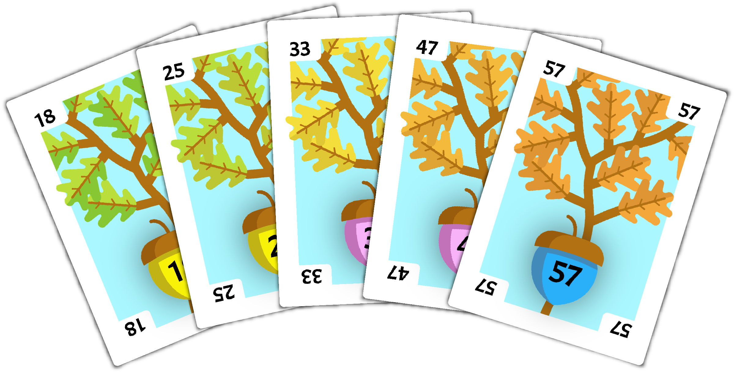 Sample cards from the Acorn deck.