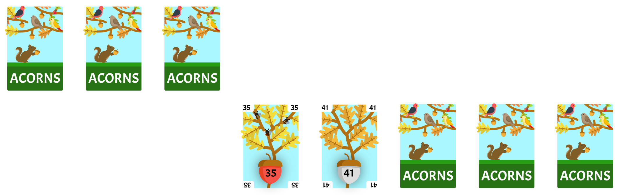 35 swapping positions with the card to the right of the shifted-up cards.