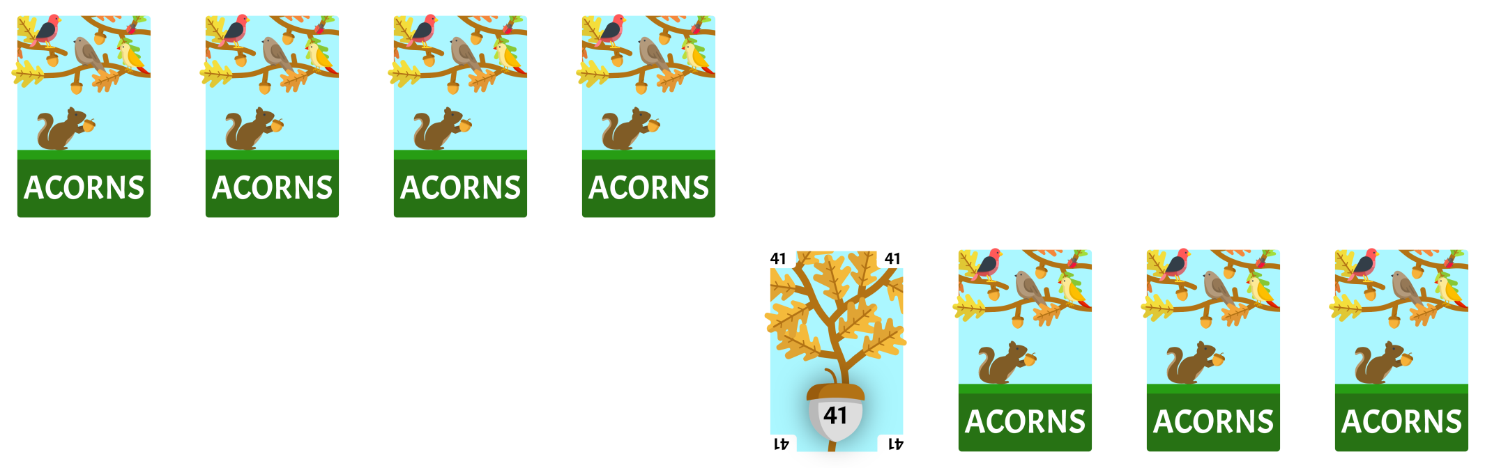 41 swapping positions with the card to the right of the shifted-up cards.
